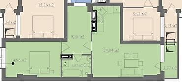 kant flat: 2 комнаты, 58 м², Элитка, 2 этаж, Готовая ПСО (под самоотделку) — 2