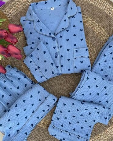 пижама для кормящих: Ваши любимые-МУСЛИНОВЫЕ🤍 M L XL(рукава длинные) 🍒легкие 🍒дышащие — 9
