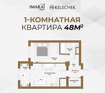 1 комната, 48 м², Элитка, 14 этаж, ПСО (под самоотделку) — 3