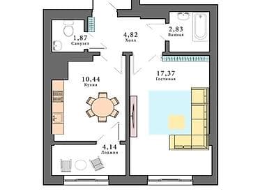 group: 1 комната, 41 м², Элитка, 9 этаж, Дизайнерский ремонт — 10