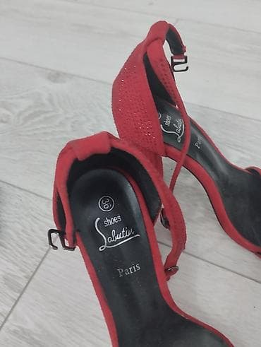 shoes: Женские босоножки на каблуке - Цвет: насыщенно‑красный - Материал — 2