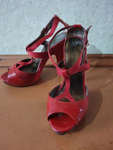 Атайын кийим: Босоножкалар, 37, Колдонулган, түсү - Кызыл, Өзү алып кетүү — 7