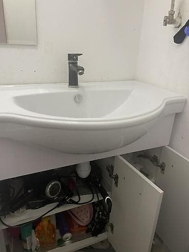 ты тумбы: Тумба для ванны, Новый, С раковиной, ЛДСП, Самовывоз, цвет - Белый — 3