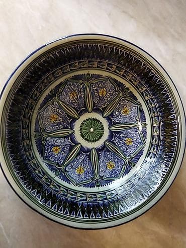 lunch box: Риштанская голубая керамика авторская ручная работа! Чаша для фруктов — 5