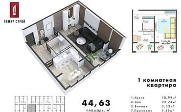 o2 development: 1 комната, 45 м², Элитка, 5 этаж, Дизайнерский ремонт — 7