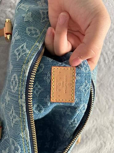 сумки женские бишкек: Сумка-бочонок из денима с монограммным жаккардовым узором в голубом — 4