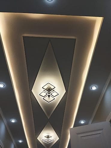 Укладка плитки: Дизайнерские потолки из гипсокартона с встроенной подсветкой - — 1