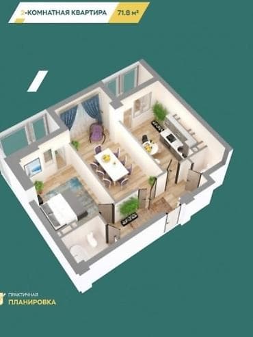 2 комнаты, 74 м², Элитка, 11 этаж, Готовая ПСО (под самоотделку) — 4