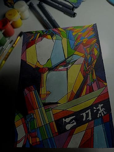 попы: Авторская картина по мотивам аниме в стиле геометрического поп-арта — 1