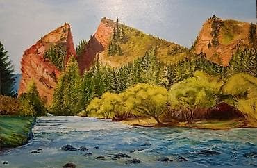 Продаю картину, масляные краски, написано на холсте пишу сама. Скала at lalafo.kg Продаю картину, масляные краски, написано на холсте пишу сама. Скала