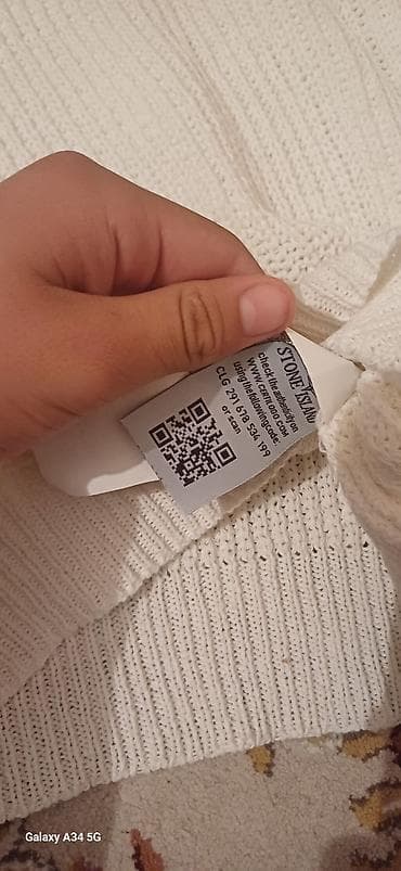 спец одежда для охраны: Свитер Stone Island, белый, трикотаж крупной вязки. - Модель: круглый — 4