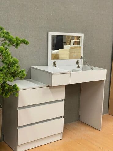 визажный стол с зеркалом: Туалетный столик, С зеркалом, цвет - Белый — 1