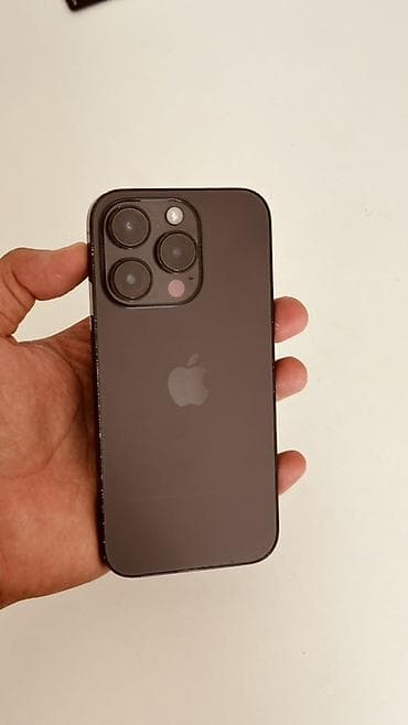 IPhone 14 Pro, Б/у, 128 ГБ, Black Titanium, Защитное стекло, Чехол, 100 %