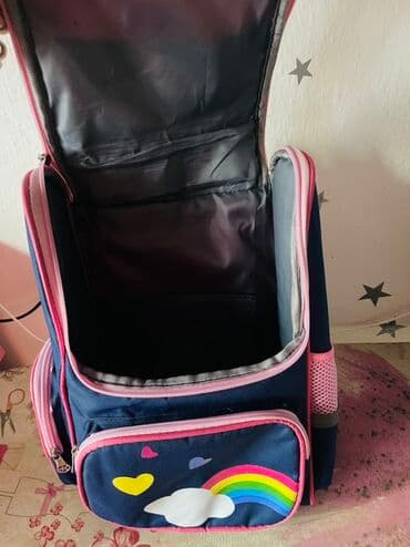 рюкзак для мальчиков: Темно-синий детский рюкзак с розовыми вставками и объемным декором в — 3