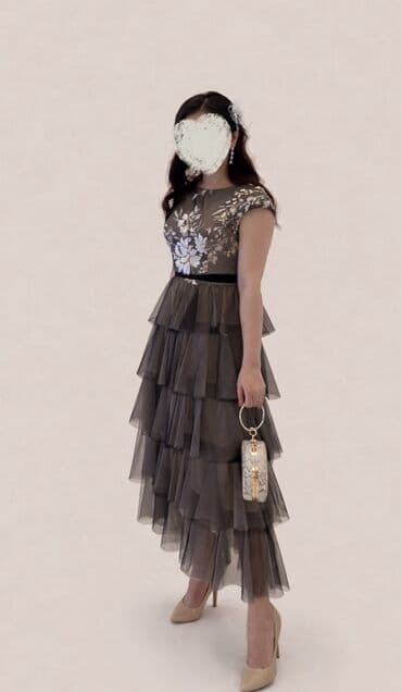 прокат платье: Вечернее платье с асимметричным каскадным низом Производство Турция - — 1