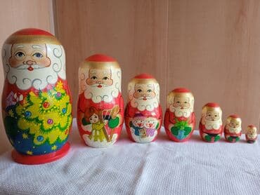 флаг кыргызстана 1898: Матрёшка новогодняя дед Мороз ( семиместка, 7 шт в одной) высота 21 см — 6