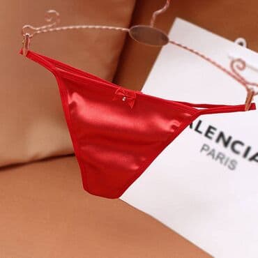 женские турси: Роскошные атласные стринги, трусики с низкой талией и бантом с — 5