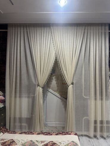 Красивые шторы Золотисто-бежевого цвета Новое Ткань Турция Высота