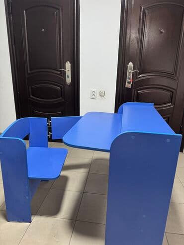 рабочий стол: Комплект парты и стула, Б/у, Самовывоз, цвет - Синий — 2