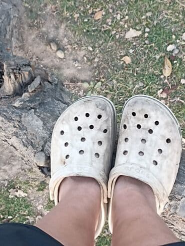 Женская обувь: Классические сабо типа Crocs, светло-серого/бежевого цвета. - — 3