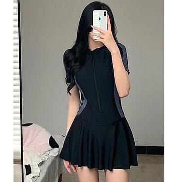 slim patch: Слитный купальник, На молнии, цвет - Черный, M — 1
