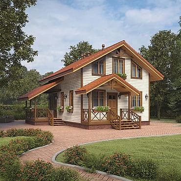 панельные дома: Двухэтажный загородный дом в классическом стиле с большими террасами и — 1