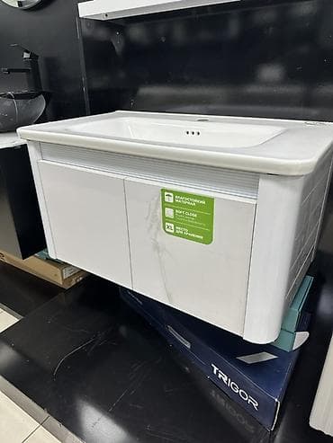 Тумба для ванны, С раковиной, Другой материал, цвет - Белый