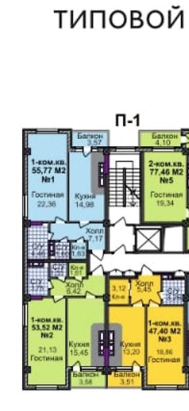 gala group: 1 комната, 55 м², Элитка, 10 этаж, Готовая ПСО (под самоотделку) — 4