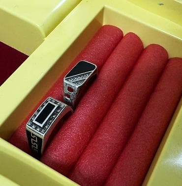 мужской печатка: 2 мужские кольца из чистого серебра проба 925 Мужские печатки с черной — 1