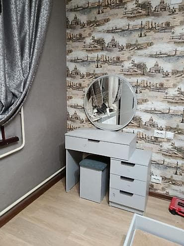 Спальные гарнитуры: Спальный гарнитур, Новый, Двуспальная кровать, Трюмо, Тумба, Кыргызстан, Бесплатная доставка, цвет - Серый — 3