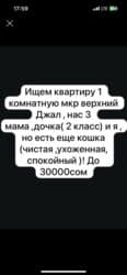 1 комнатная квартира снять на длительный срок: 1 бөлмө, Менчик ээси, Чогуу жашоосу жок — 1