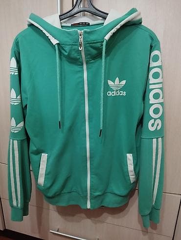 Зелёная толстовка тройка в наборе штаны и футболка adidas Originals