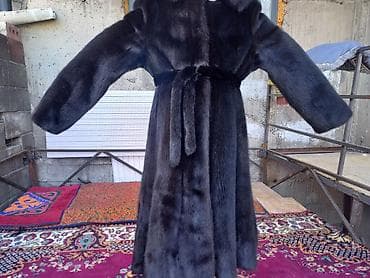 Шуба, Норка, По колено, Италия, С капюшоном, L