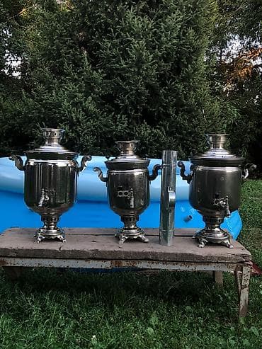 Самовары угольно-дровяные, классическая форма, полированный металл