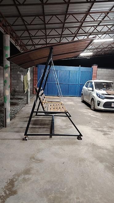 Садовые качели Металл, Со спинкой, С крышей