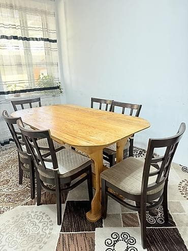 chair table: Кухонный стол и стул, Б/у, цвет - Коричневый — 1