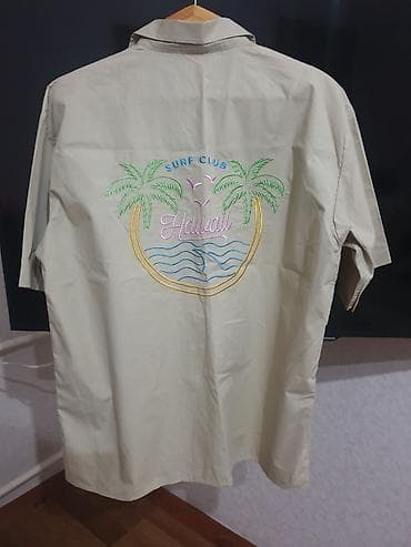 атласная рубашка: Рубашка с коротким рукавом «Hawaii Surf Club». Made in Korea. Новая — 2
