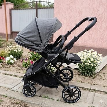коляска для двойни: Прогулочная коляска ING BABY (серый меланж) в идеальном состоянии — 2
