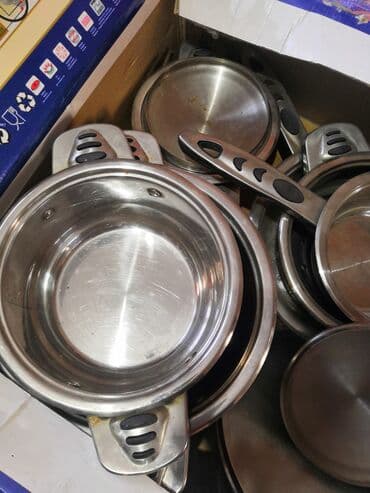 набор инструментов для машины: Набор посуды из нержавеющей стали в фирменной коробке. Состав и — 5