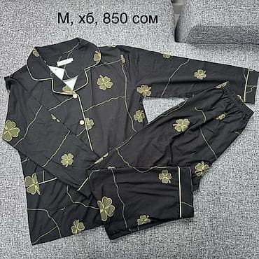 Пижама, Хлопок, Китай, Леопардовый принт, С кружевом, На пуговицах, M, L, XL — 9