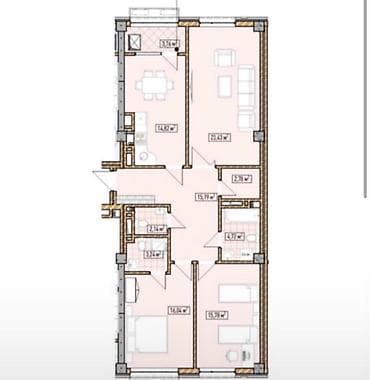 3: 3 комнаты, 102 м², Асанбай мкр Элитка, 8 этаж, ПСО (под самоотделку) — 1