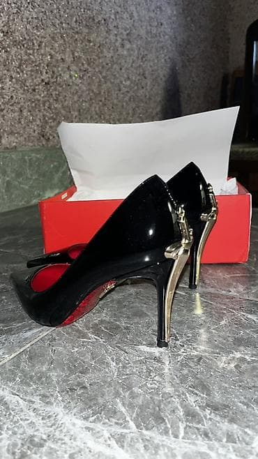 красотки бу: Туфли-лодочки на шпильке - Цвет: черный (глянцевый лак) с контрастной — 4