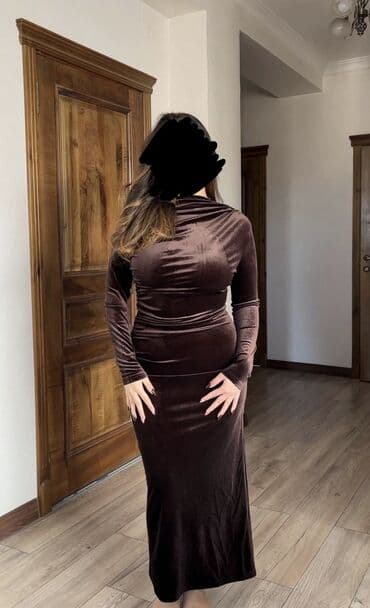 Вечернее платье, Длинная модель, Велюр, С рукавами, Все размеры