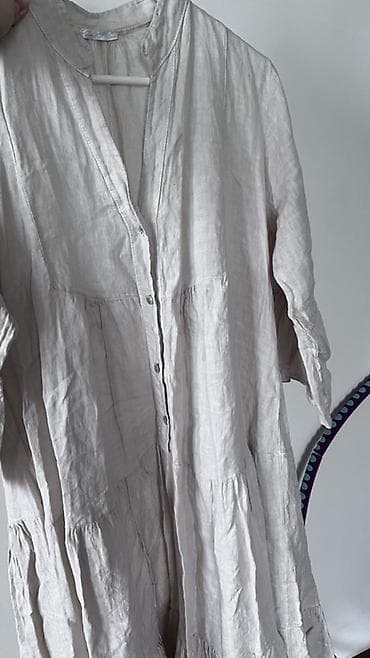 Личные вещи: Повседневное платье, Лето, Длинная модель, Лен, Бохо, L, XL — 3