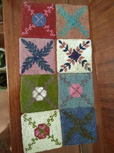 ручная работа салфетка на стол: Салфетки ручной работы из бисерапришитого на ткани размер 10 на 10 — 1