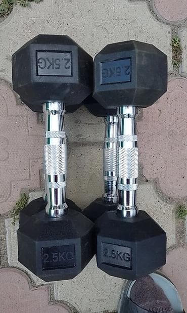 массажные ролики: Гантели гексагональные 2.5 кг (пара) - Вес каждой гантели: 2.5 кг — 1