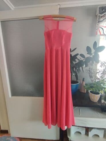 бордовое платье в пол: Вечернее платье, Длинная модель, Шелк, Без рукавов, M — 1