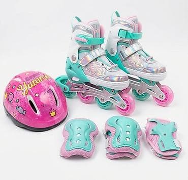 Спорт и отдых: Новые детские раздвижные роликовые коньки + защитный комплект - Тип — 2