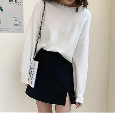 юбка с разрезом: Юбка, Модель юбки: Трапеция, Мини, По талии, С вырезом — 2