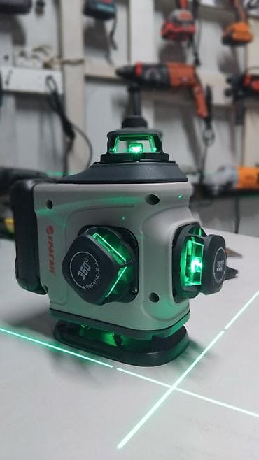 Лазерный уровень УРАГАН 3D с зелёным лучом Новый Полный комплект